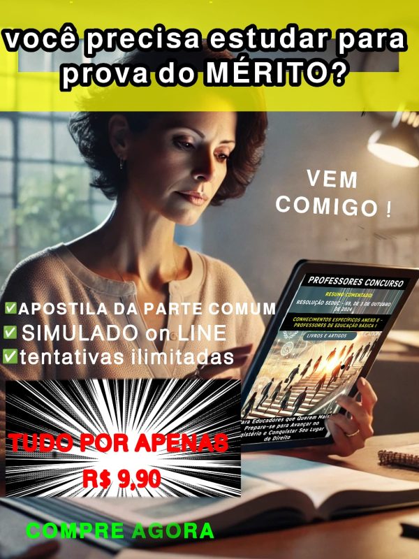Prova do Mérito de Professores!  PROFESSORES DE EDUCAÇÃO BÁSICA I E II -  ANEXO D - PARTE COMUM I - Imagem 3